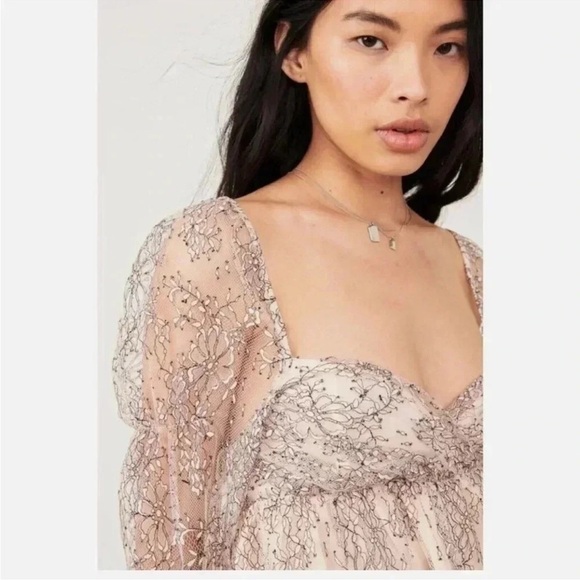 Free People Heavenly Lace Tunic Top - SIZE L - Picture 8 of 8